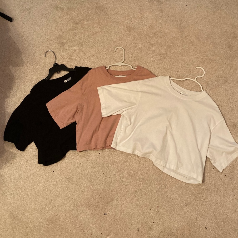 3 PACK: H&M Divided crop top wide-fit tees